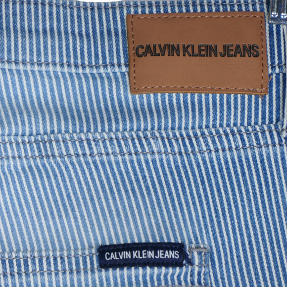 Calvin Klein Denim Jean Shorts Women Size 16 Pockets Blue White Hi Rise Nautical - Picture 8 of 9